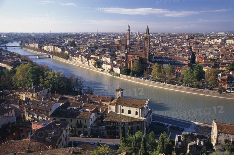 ITALY, Veneto, Verona, Cityscape and the Adige River.