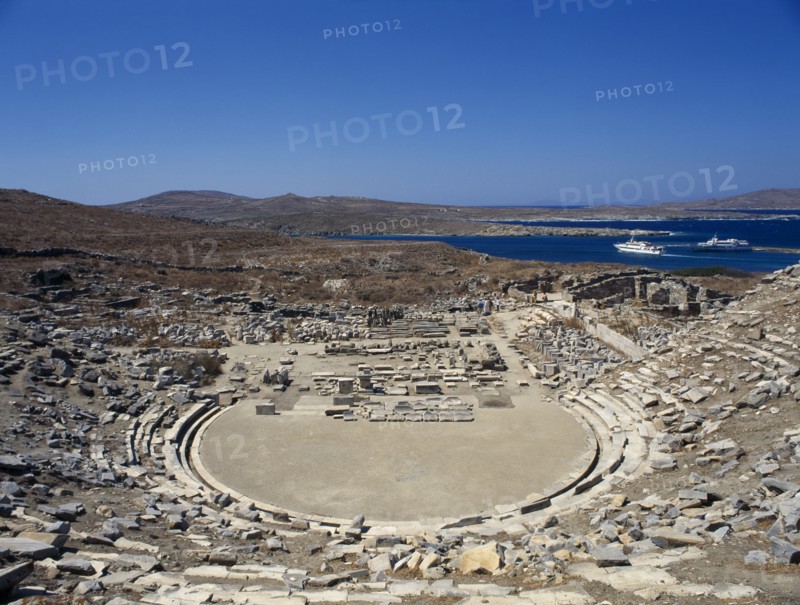 GREECE, Cyclades Islands, Delos, Amphitheatre Ruins