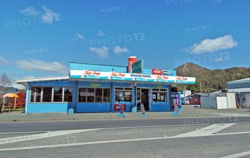 NEW ZEALAND, SOUTH ISLAND, MURCHISON, "TEAROOMS ON WALLER STREET, PART OF ROUTE 6."