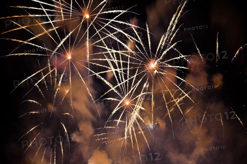 USA, Florida, Orlando, Walt Disney World Resort. Fireworls over the Epcot Center.