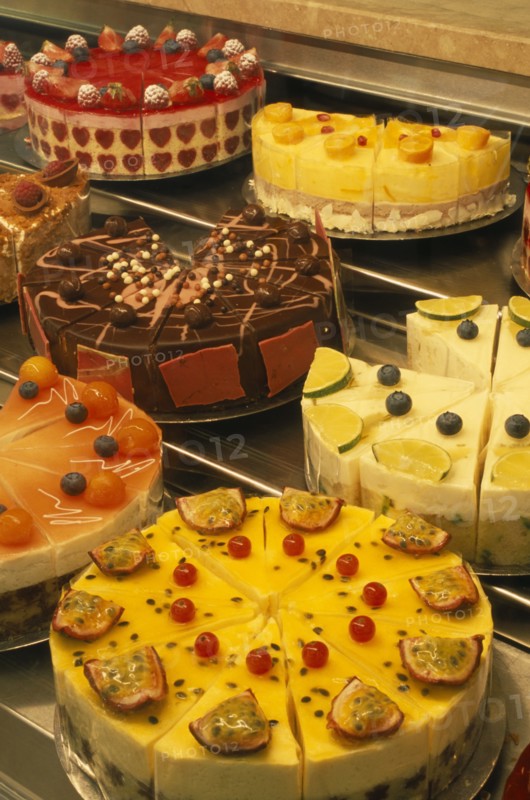 AUSTRIA, Salzburg, Cake display at Fingerlos Cafe.