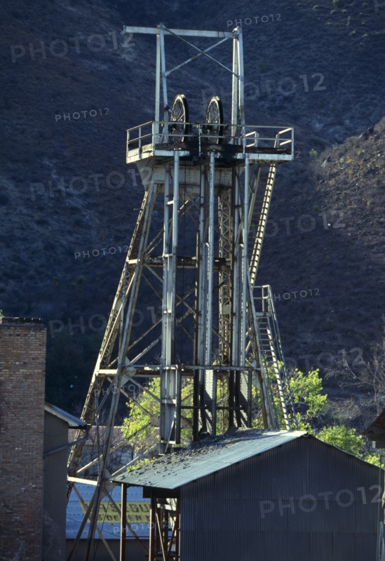 MEXICO, Chihuahua State, Santa Eulalia, Lift gearat the Postilio silver mine in the hills above Chihuahua. Silver has been mined here for more than 300 years