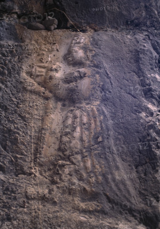 TURKEY, Corum, Hattusas, Ancient Hittite capital. Detail of the Goddess in the Great Temple of the Weather Gods.