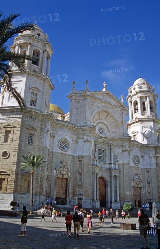 SPAIN, Andalucia, Cadiz, "Plaza de la Catedral, Cadiz Cathedral."