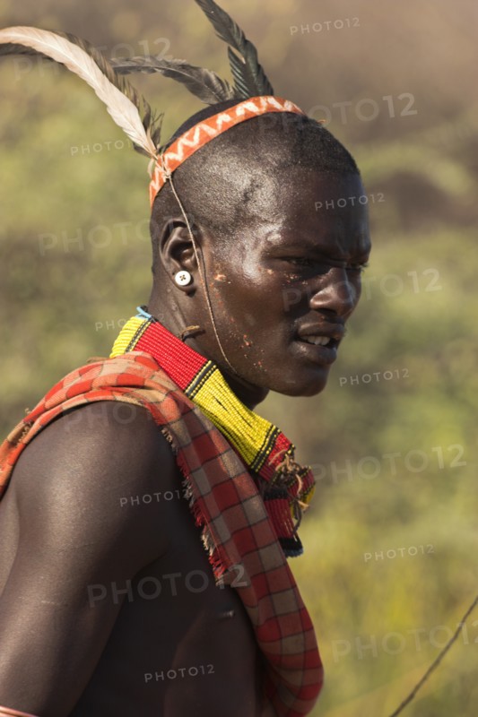 ETHIOPIA, Lower Omo Valley, Tumi, "Hamer Jumping of the Bulls initiation ceremony, Hamer man"