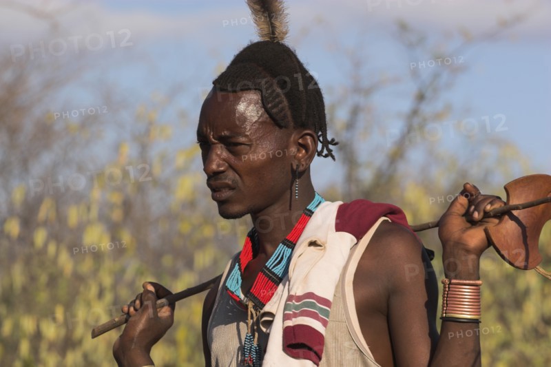 ETHIOPIA, Lower Omo Valley, Tumi, "Hamer Jumping of the Bulls initiation ceremony, Hamer man"