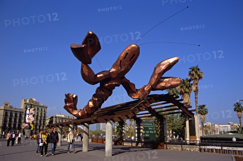 SPAIN, Catalonia, Barcelona, "Lobster sculpture, Passeig de Colom."