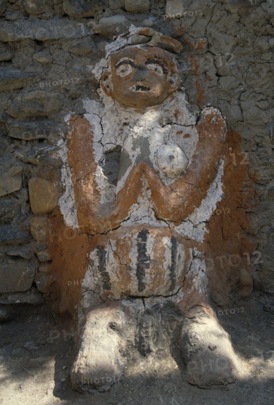 NEPAL, Annapurna Region, Kagbeni, Circuit Trek. Female animistic protector deity in Kagbeni village