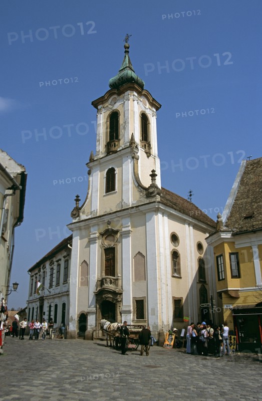HUNGARY, Szentendre, "Blagovestenska Church (Serbian Orthodox Church), Main Square."