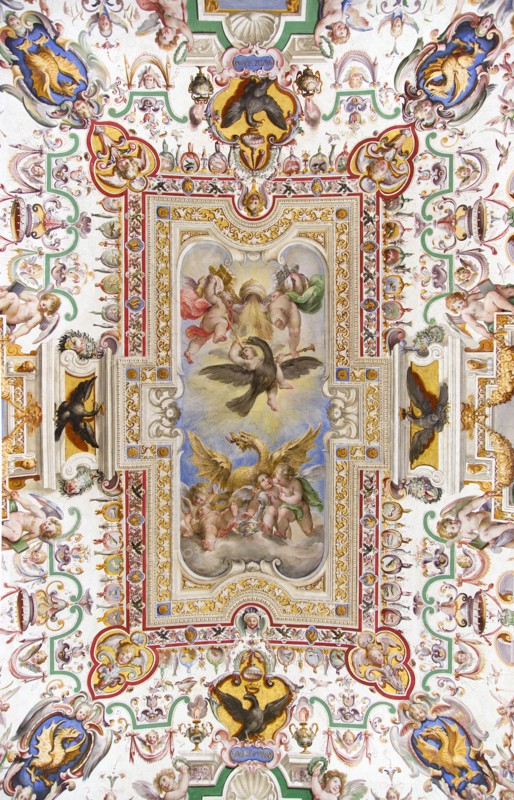 ITALY, Lazio, Rome, Vatican City Museums An ornately painted ceiling