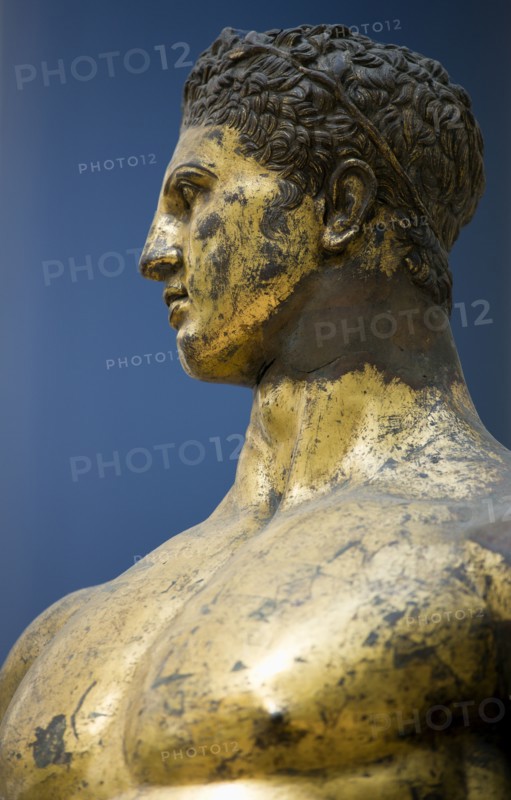 ITALY, Lazio, Rome, The Palazzo dei Conservatori part of the Capitoline Museum with the gilded bronze cult Statue of Hercules of The Forum Boarium