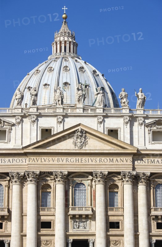 ITALY, Lazio, Rome, Vatican City The central facade and Dome of the Basilica of Saint Peter