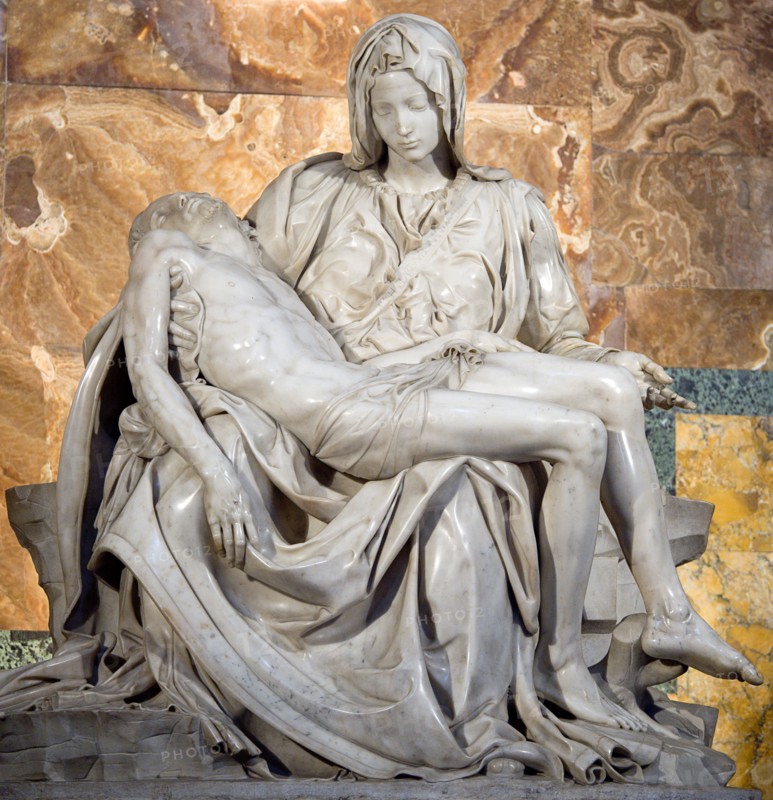 ITALY, Lazio, Rome, Vatican City The 1499 Renaissance Pieta by Michelangelo in St Peter's Basilica depicting the body of Jesus in the arms of his mother Mary after the crucifixion