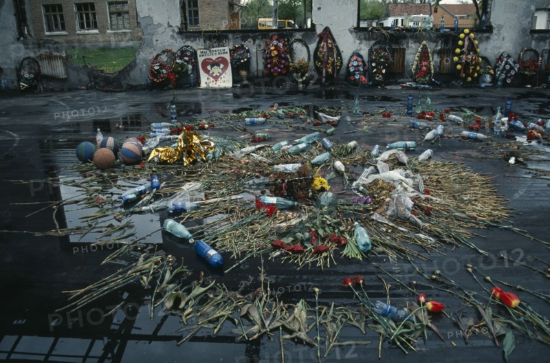 RUSSIA, South, Beslan, "Tributes left in school destroyed during 2004 siege by Chechen rebels demanding an end to the Chechen War, in which hundreds died, the majority  children."