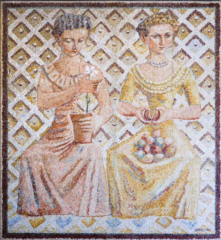 ITALY, Lazio, Rome, Vatican City Museum Mosaic of two seated women by Campigli dated 1940