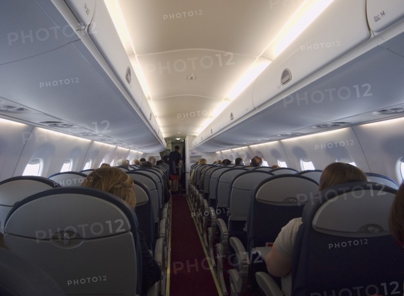 TRANSPORT, Air, Inflight, Interior of Embraer passenger jet in flght.