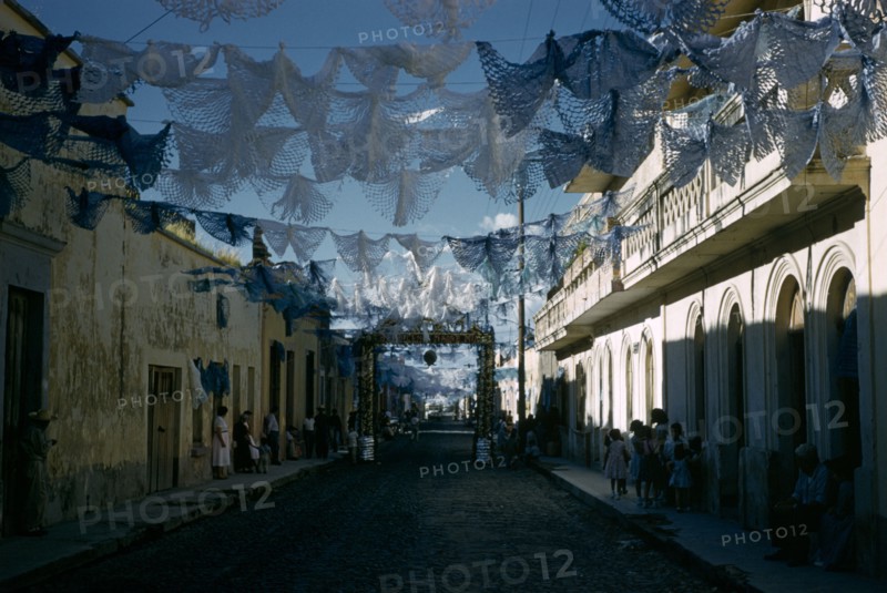 MEXICO, Mexico City, Street decorated for Independence Day