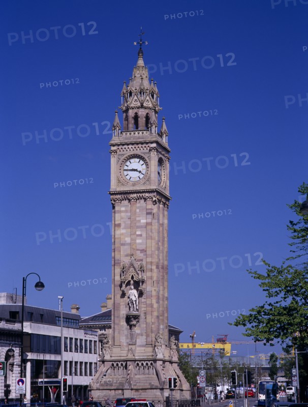 IRELAND, North, Belfast, "The Albert Memorial Clock Tower in Queen’s Square, constructed 1865-1870 as a memorial to Queen Victoria’s consort Prince Albert."