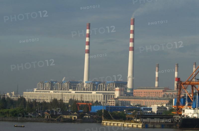 CHINA, Yangtze River, Power station on the Yangtze up river from Shanghai