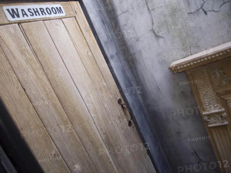 ARCHITECTURE, Detail, Door, Outside toilet door with washroom sign.