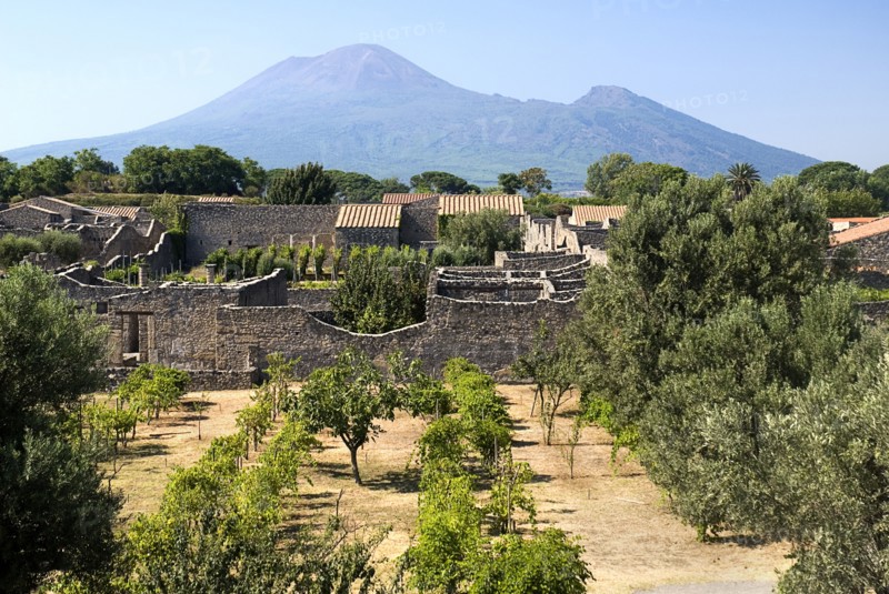 20093674 ITALY Campania Pompeii View over the eastern section of the ruined city with Vesuvius in the background