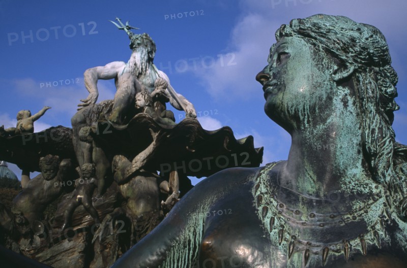 GERMANY, Berlin, Detail of Neptunebrunnen fountain by Reinhold Begas 1891  depicting Neptune at centre with four female figures representing the major German rivers.