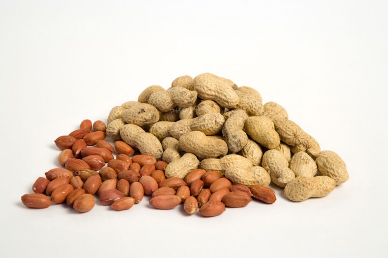 FOOD, Nuts, Groundnuts, Peanuts and kernels on a white background