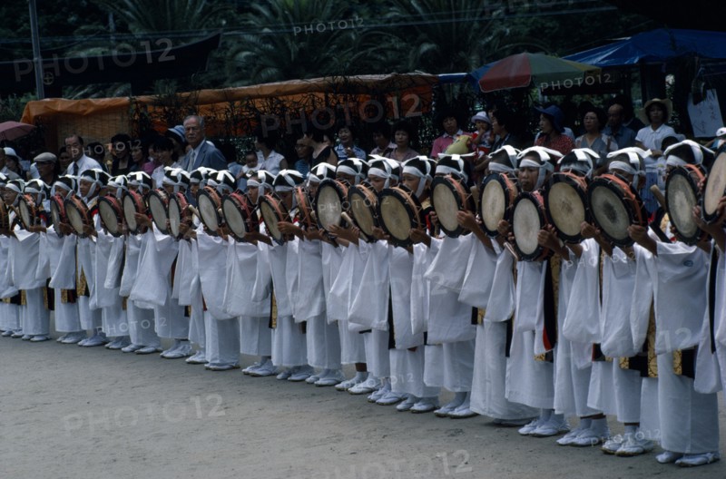 JAPAN, Kyushu, Child drummers at Kaseda Samurai Festival.