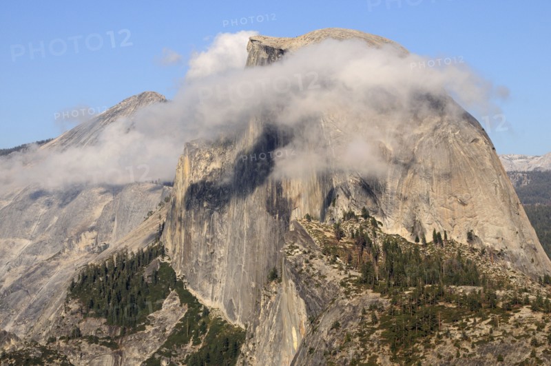 USA, California, Yosemite NP, "Half Dome partially covered in cloud, view from Glacier Point"