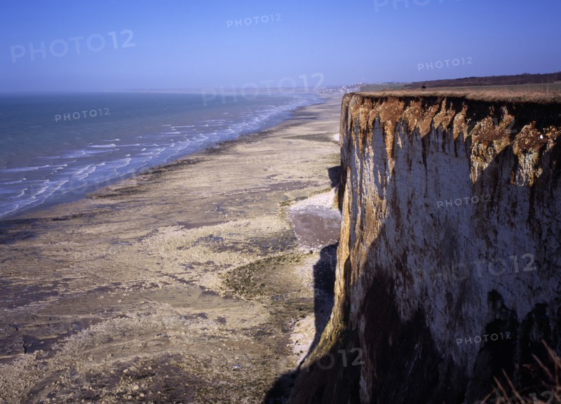 FRANCE, Picardie, Mers les Bains, View north east over chalk cliffs of the channel coast. Near Mers les Bains.