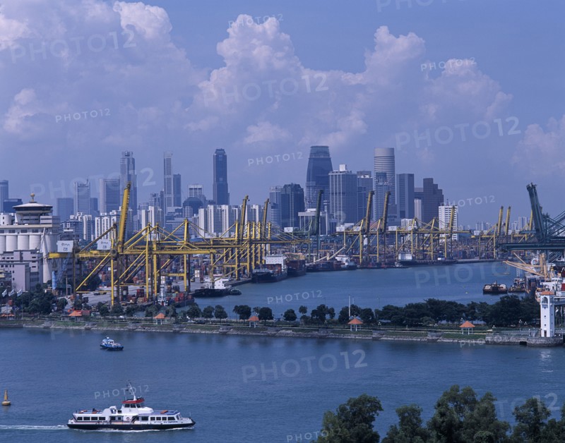 SINGAPORE, Cityscapes, Port of Singapore with the city skyline in the background