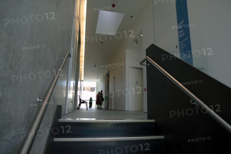 ENGLAND, East Sussex, Eastbourne, "Towner gallery building in Devonshire Park next to the Congress Theatre. Designed by Rick Mather Architects, opened in 2009. Interior staircase cast iron balustrade"