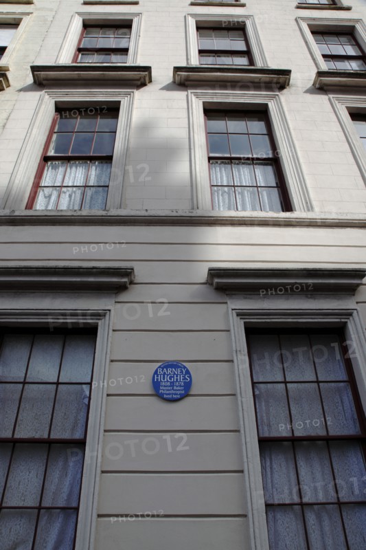 IRELAND, North, Belfast, "West, College Square North, Detail of Georgian house with blue plaque of local Baker Barney Hughes. "