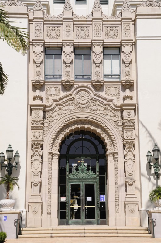 USA, California, Los Angeles, "Doorway, Beverly Hills City Hall"