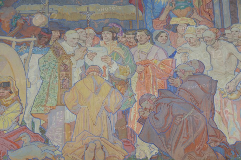 USA, California, Los Angeles, "Dean Cornwell mural depicting the Founding of Los Angeles, LA Central library"