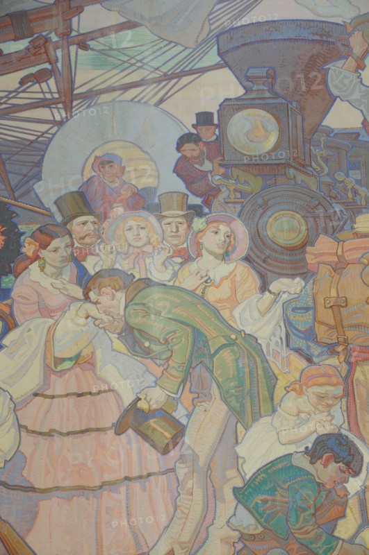USA, California, Los Angeles, "Dean Cornwell mural depicting Americanization, LA Central library"