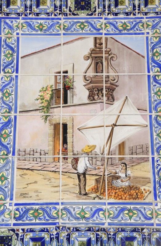 USA, California, Los Angeles, Tile detail showing Olvera Street heritage