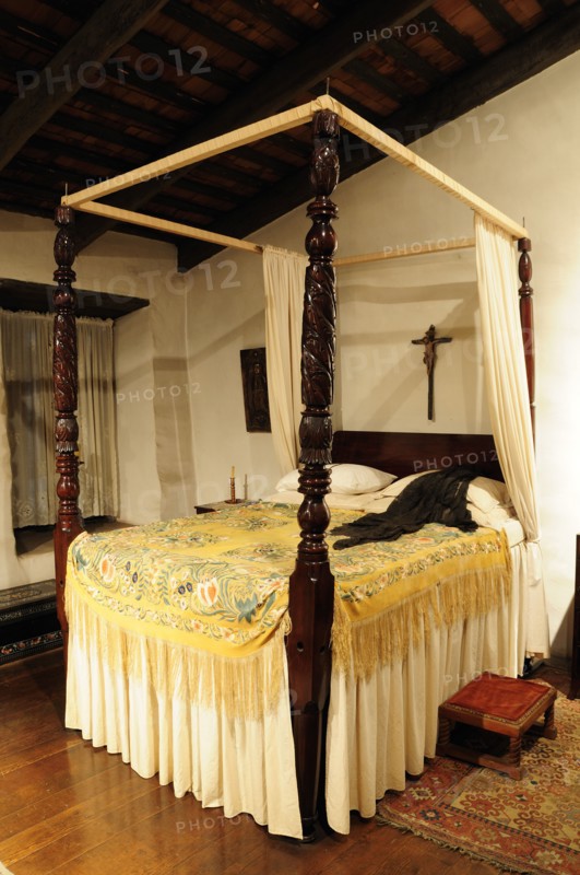 USA, California, Los Angeles, "Lady's bedroom, Avila Adobe, Olvera Street. Oldest standing building in LA,."