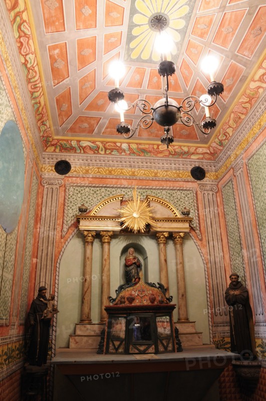 USA, California, Santa Barbara, "Altar & tabernacle of 1786 housed in Baptistery, Mission Santa Barbara"
