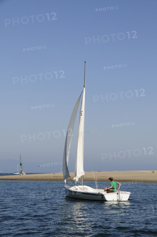 USA, California, Santa Barbara, "Yacht in the harbour, Santa Barbara"