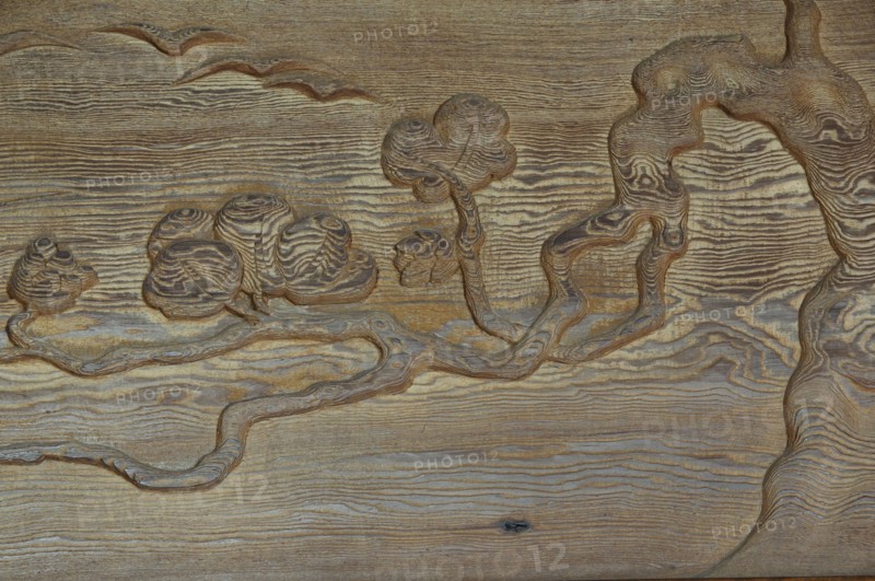 USA, California, Los Angeles, "Wood carving detail, Living room, The Gamble House, Pasadena"