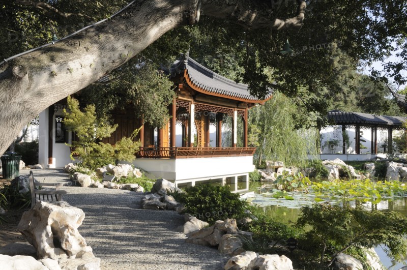 USA, California, Los Angeles, "Path leading to Terrace of the Jade Mirror, The Garden of Flowing Fragrance, Chinese Garden, The Huntington"