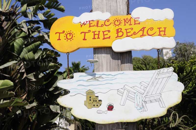 USA, California, Los Angeles, "Beach sign, Venice"