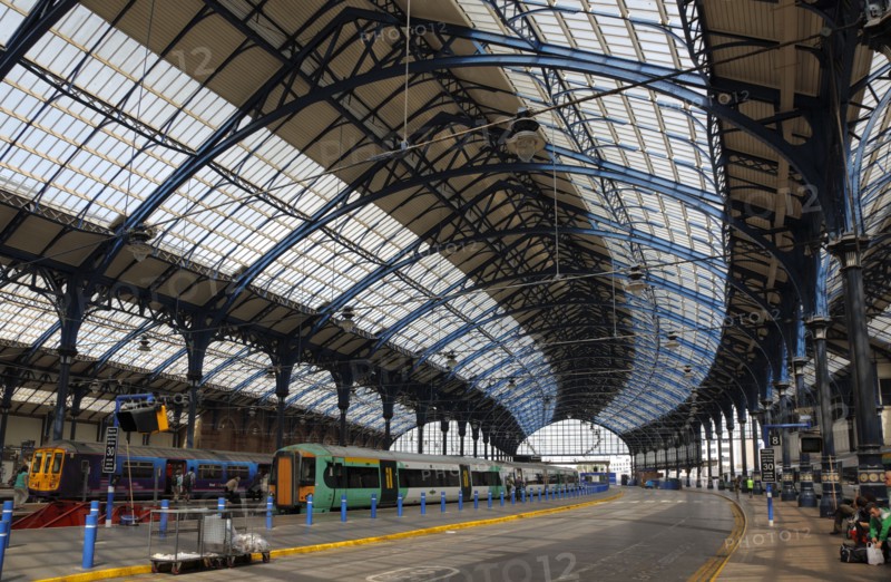 ENGLAND, East Sussex, Brighton, Newly refurbished mainline railway station interior.