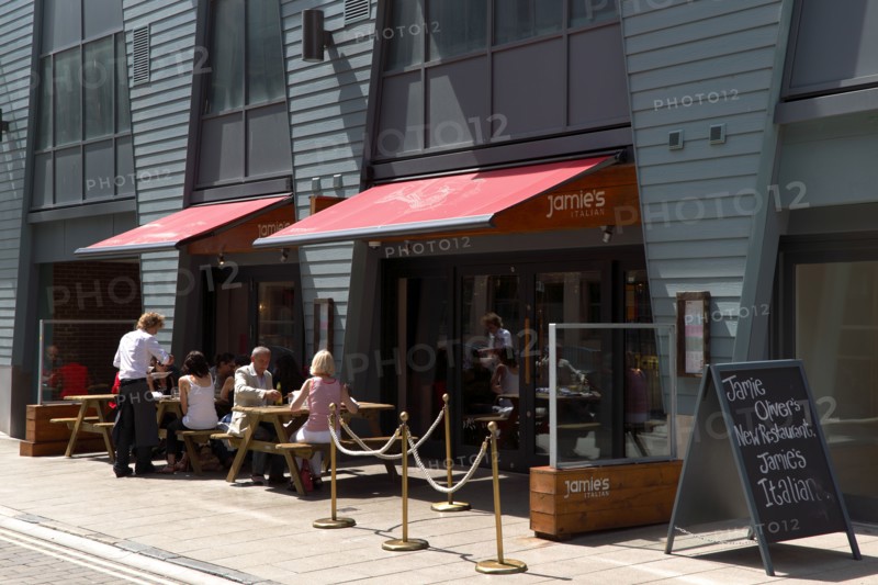 ENGLAND, East Sussex, Brighton, "Black Lion Street, Exterior of Jamies Italian Restaurant."