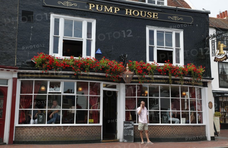 ENGLAND, East Sussex, Brighton, "The Lanes, Market Street, Exterior of the Pump House and Miss Elliotts Dining Room."