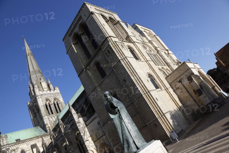 ENGLAND, West Sussex, Chichester, Statue of Saint Richard outside the Cathedral.