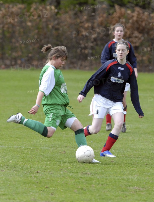 SPORT, Ball, Football, "Womens Soccer, Tesco Cup, Scotland. Player kicking ball."