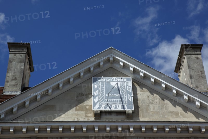 ENGLAND, East Sussex, Lewes, "High Street, Crown Court Building. Sundial detail."