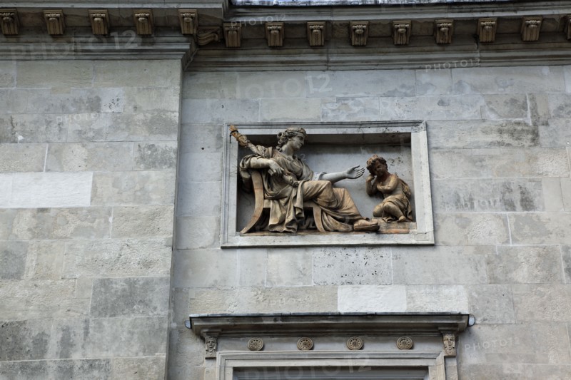 ENGLAND, East Sussex, Lewes, "High Street, Crown Court Building, details of carving."